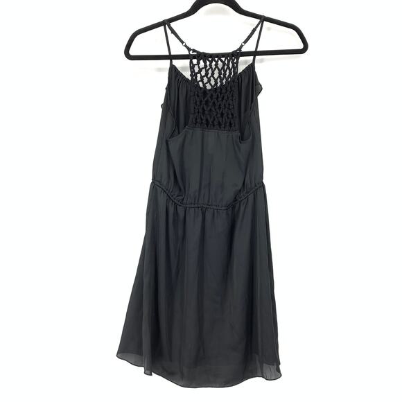 Xhilaration Halter Mini Dress Womens Size Medium Black Lattice Back - Picture 2 of 6